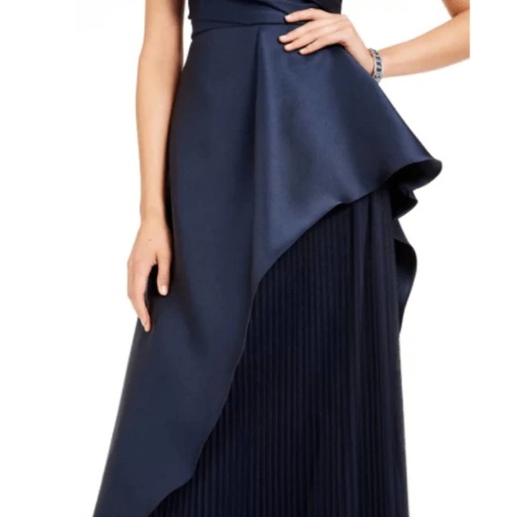 Adrianna Papell Satin Maxi Dress Blue - Picture 3 of 11